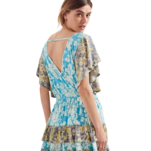 Daily PRACTICE by Anthropologie Tiered Ruffle Floral Flutter Sleeve Mini Dress - Picture 3 of 15